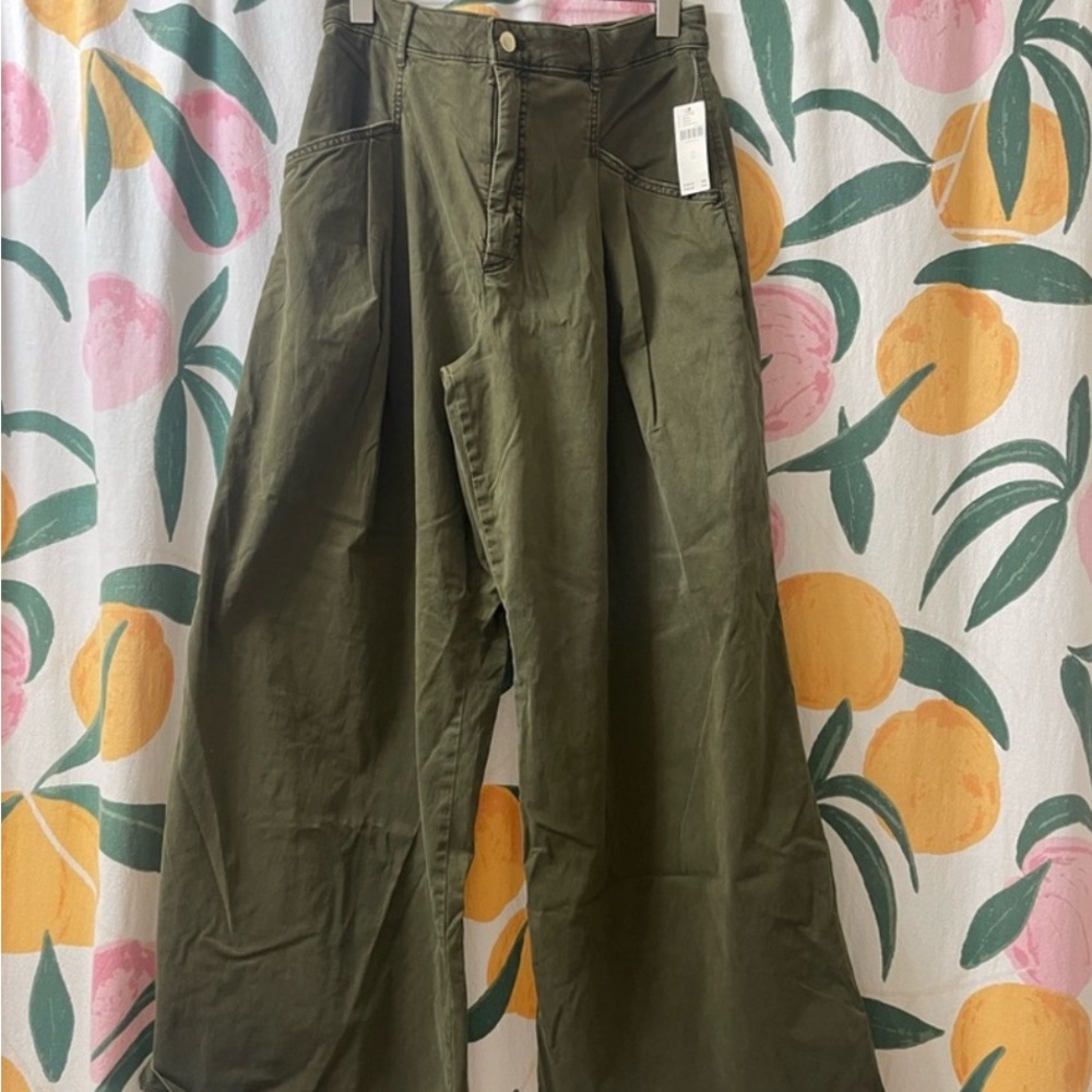 Maeve Olive Green Wide Leg Trousers